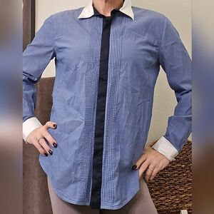 Ann Taylor Navy and Light Blue Shirt